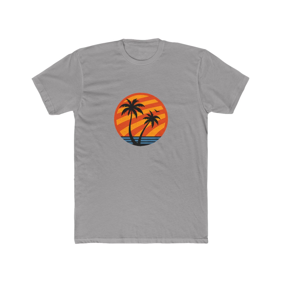 Evangelion a sunset design featuring palm trees and birds T-shirt